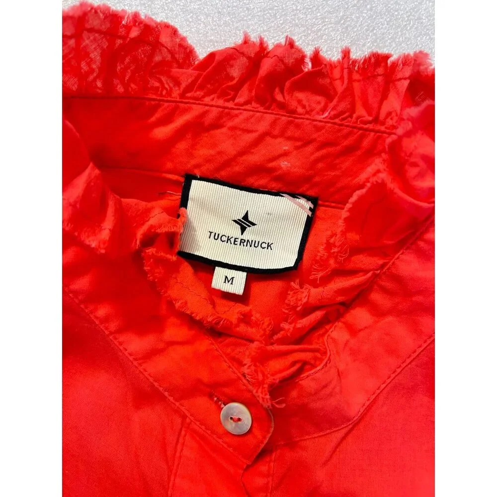 Red Ruffle-Neck Popover Blouse - Picture 5 of 5